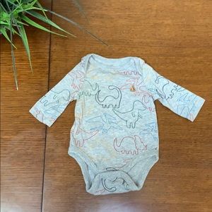 Baby Gap 0-3M Grey Onesie with Dinos